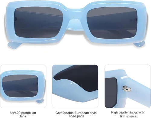 Miniatura 4 de Allarallvr Gafas de sol rectangulares de moda para mujeres y hombres persianas cuadradas vintage de los años 90 marco grueso gafas de sol nude