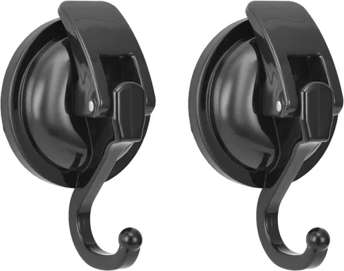Miniatura 14 de Colgador de corona, chapado en negro, pulido con súper succión para ventanas de vidrio, cocina, baño y baño, paquete de 6, plástico ABS