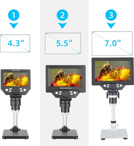 Miniatura 8 de Koolertron Microscopio digital LCD de 5.5 pulgadas, aumento de 8MP 1-1000X, 8 luces LED, batería recargable, grabación de video para reparación