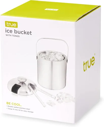 Miniatura 8 de Cubos de hielo de acero inoxidable True para fiestas con tapa, capacidad de 1.3L. Cubo de hielo de doble pared con pinzas, aislado, para bar
