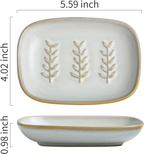 Miniatura 3 de Miamolo Jabonera limpiadora para ducha, jabonera de cerámica para barra de jabón grande, champú o esponja, bandeja ahorradora de jabón para baño