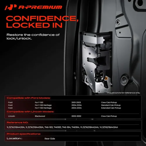 Miniatura 2 de A-Premium Actuador de bloqueo de puerta compatible con vehículos Ford y Lincoln - Para F-150 2001-2003, para F-150 Heritage 2004, Blackwood 2002