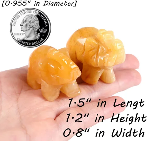 Miniatura 2 de QINJIEJIE Cristales de jade amarillo, decoración de elefante, bonitas piedras de escritorio, figurita, gemas naturales, decoración de la suerte