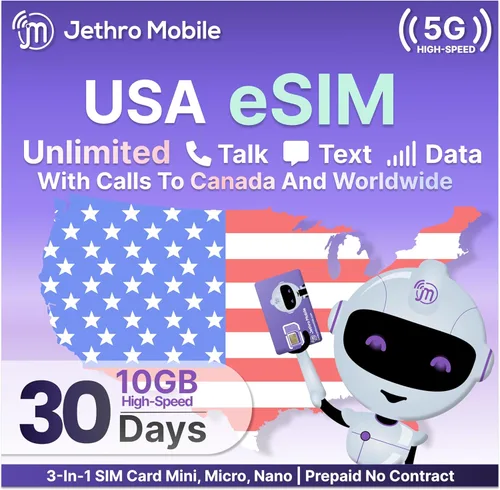 Miniatura 8 de Jethro Mobile Plan prepago – 30 días de conversación y texto ilimitados + 10 GB de datos de alta velocidad Funciona con iPhone, Android
