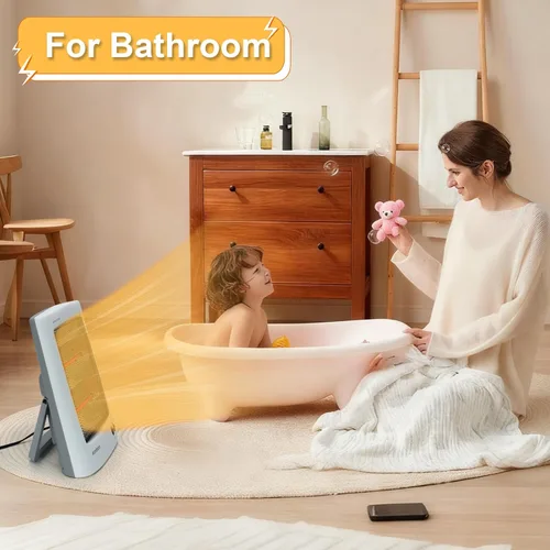 Miniatura 6 de Calentador infrarrojo, calentador eléctrico portátil, calentador de espacio para uso en interiores, calor radiante para oficina en casa, dos ajustes