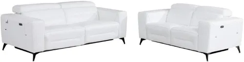 Miniatura 10 de BlackJack Furniture Ferrara - Sofá reclinable de cuero italiano de grano superior con puertos USB para cargar dispositivos, reposacabezas ajustables