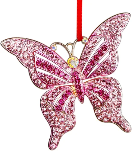 WhatSign Adorno de Navidad de mariposa 2025 – Adornos colgantes brillantes de monarca para decoración de árbol de Navidad, regalos de recuerdo de