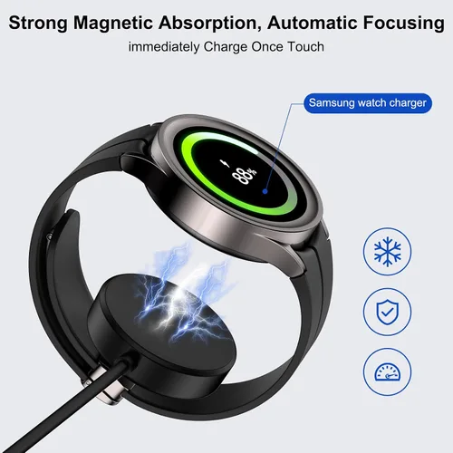 Miniatura 3 de Cargador de reloj USB C Samsung Magnético Cable de carga rápida para Galaxy Watch 8/8 Classic/7/Ultra/6/6 Classic/5 Pro/5/4/3/Active2,25W Dual USB C
