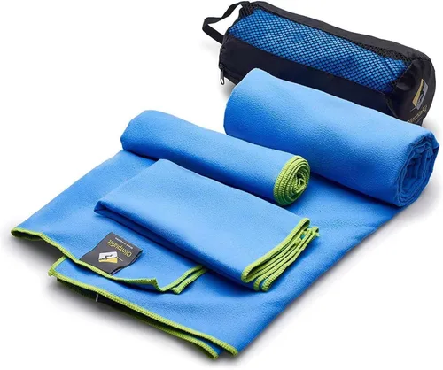 OlimpiaFit Toalla de Secado Rápido - Paquete de 3 Tamaños de Toallas de Viaje de Microfibra Ligeras con Bolsa - Juego de Toallas de Secado Rápido