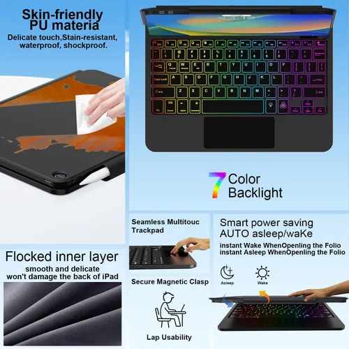 Miniatura 5 de Funda con teclado magnético mágico para iPad de 9ª generación con teclado para iPad 10.2 de 9ª/8ª/7ª generación y Air 3, Pro 10.5, trackpad