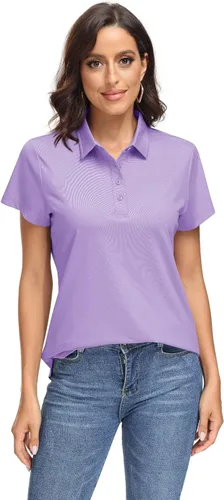 Miniatura 2 de MAGCOMSEN Polo para mujer UPF 50+, protección solar, 4 botones, casual, trabajo, secado rápido, manga corta, cuello de golf