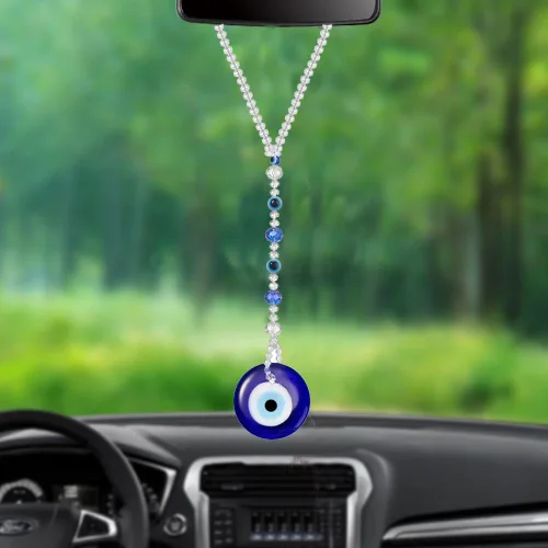 Miniatura 2 de Adorno colgante azul de ojo malvado de buena suerte para automóvil, decoración del hogar, amuleto colgante (1 cuentas)