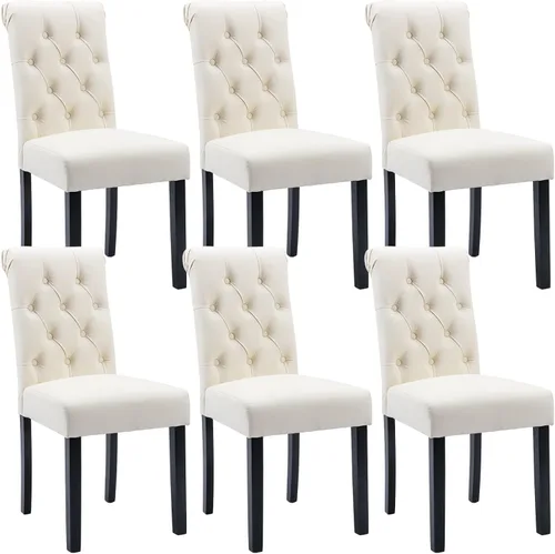 Miniatura 14 de Juego de 2 sillas de comedor tapizadas de piel sintética, sillas Parsons con respaldo alto, sillas laterales sin brazos para cocina y comedor