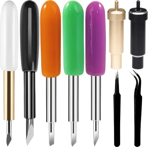 HOOFULL 55 cuchillas de trazador de repuesto compatibles con máquinas Cricut para Explore Air/Maker 1, 2, 3, incluye 2 carcasas, 2 pinzas, punta