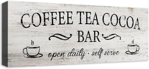 Miniatura 10 de Funny Coffee Signs for Kitchen Decor, Rustic Coffee Til Cocktails Canvas Wall Art for Home Bar Cart Station, 6x17" Framed