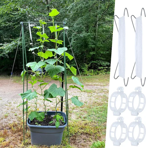Miniatura 5 de 20 ganchos de tomate con cuerda, ganchos de soporte de tomate, ganchos de soporte de tomate y clips de soporte para plantas con cordel de 33.3 pies