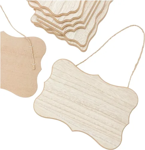 Miniatura 4 de Paquete de 8 carteles de madera sin terminar con placas de madera sin pintar para manualidades caseras, 4 estilos surtidos (6 x 9 pulgadas)