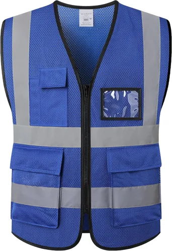 Miniatura 16 de Chaleco de seguridad reflectante para hombres y mujeres, chaleco de construcción que cumple con el estándar ANSI/ISEA H-amarillo Negro
