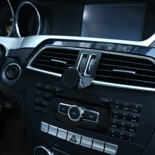 Miniatura 4 de Soporte para teléfono móvil de aleación de aluminio negro en la rejilla central del aire del automóvil, accesorios para Mercedes Benz Clase C W204