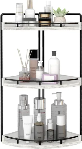 Miniatura 8 de Dorhors Organizador de baño esquinero de 3 niveles para almacenamiento, bandeja de tocador, organizador de encimera de madera para cocina, baño