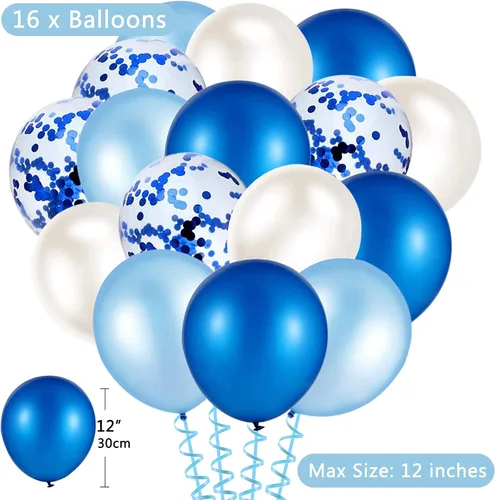 Miniatura 4 de Cartel de feliz cumpleaños, banderines, globos de fiesta azul bebé, confeti, globos de látex, pancartas de fiesta para niños y niñas, decoraciones