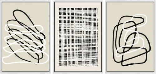 Miniatura 115 de SIGNWIN Lienzo enmarcado para pared, arte con pinceladas de flujo neutro en tonos beige abstractos, ilustraciones, arte moderno, decorativo