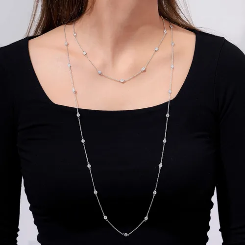 Miniatura 6 de Tienda Collection Platinum or Gold Plated Sterling Silver Station Necklace made with Infinite Elements Zirconia