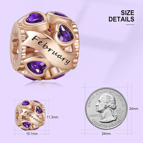 Miniatura 3 de Abalorio de plata de ley 925 con piedra natal de Ningan, abalorio de corazón para pulseras y collares, regalo de cumpleaños para mujeres y niñas