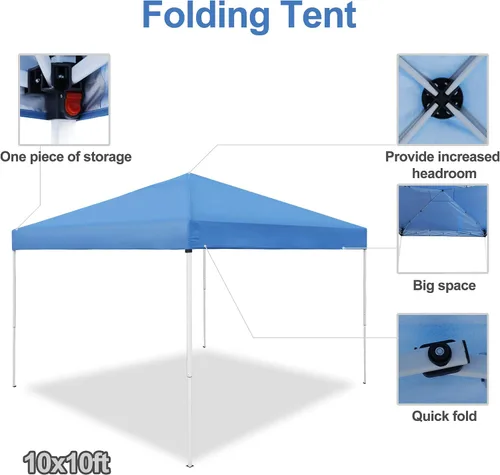 Miniatura 4 de F2C Tienda de campaña plegable ajustable de 10 x 10 pies, refugio de protección solar impermeable al aire libre con bolsa de transporte con ruedas