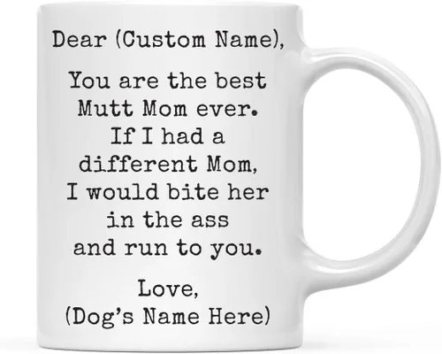 Miniatura 68 de Andaz Press Taza de café personalizada divertida con texto en inglés "Dog Mom", regalo de broma para la mejor mamá de perro cocker spaniel, muerde
