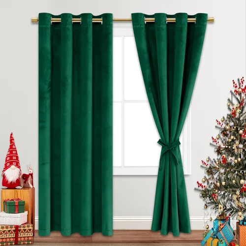 Miniatura 40 de JIUZHEN - Cortinas de terciopelo gris de 63 pulgadas opacas para sala de estar - Cortinas gruesas de terciopelo con ojales para ventana