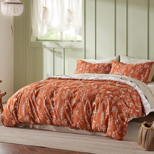 Miniatura 5 de Bedsure - Juego de edredón de tamaño California king, 3 piezas, bonito, con estampado floral, 1 suave edredón reversible con diseño botánico de 10