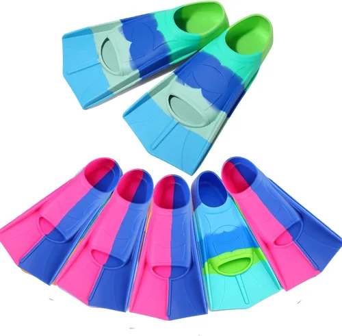 Miniatura 51 de Aletas de natación para niños, aletas cortas para niños y jóvenes, aletas de natación para entrenamiento de natación para niños, niñas, niños Azul