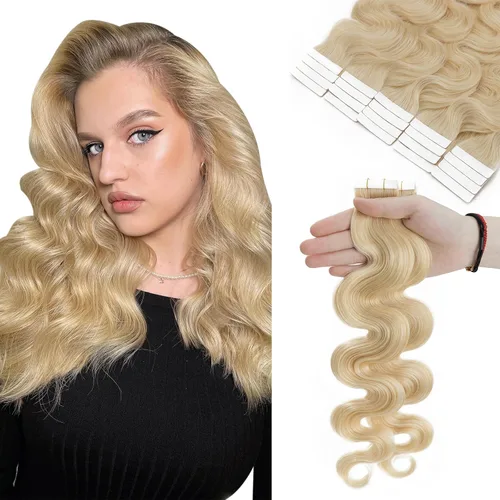 Extensión de cabello humano Remy con cinta, 3.53 onzas (100 gramos), extensiones de cabello humano liso, trama sin costuras