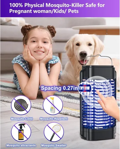 Miniatura 4 de Exterminador de insectos para exteriores e interiores, trampa eléctrica para mosquitos, trampa para moscas impermeable, matamoscas para el hogar