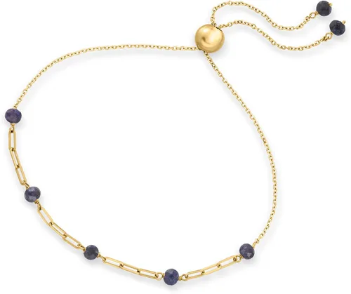 Miniatura 3 de RS Pure by Ross-Simons - Pulsera de bolo con clip de papel de oro amarillo de 14 quilates, 8 pulgadas, Gema, zafiro