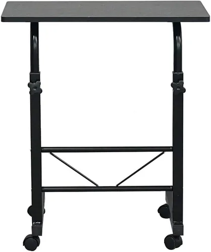 Miniatura 5 de SSLine Mesa de aperitivos con ruedas, escritorio elevable para computadora portátil, bandeja de TV móvil en forma de C, para sofá, silla, mesa