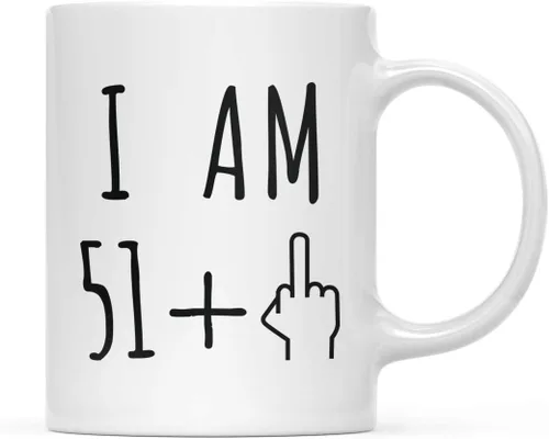 Miniatura 21 de Andaz Press Divertida taza de café de 11 onzas, regalo de broma de cumpleaños, I Am 49 + 1 dedo medio, 1 paquete, ideas de regalo de cumpleaños 50