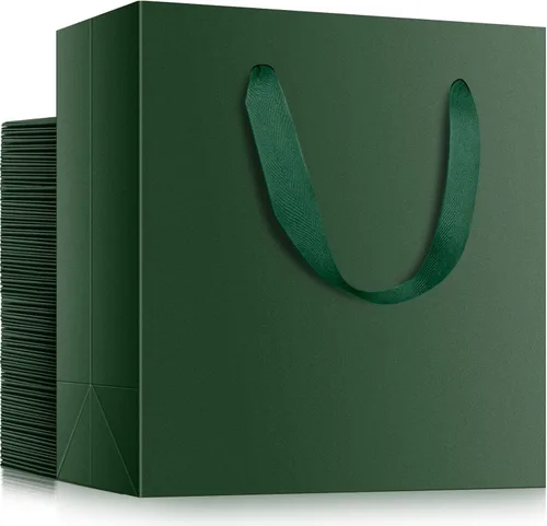 Miniatura 31 de EUSOAR Bolsas de Regalo Grandes Azul Marino, Paquete de 25 - Bolsas de Papel de Compras de 12.5"x4.5"x11" con Asas para Negocios, Manualidades