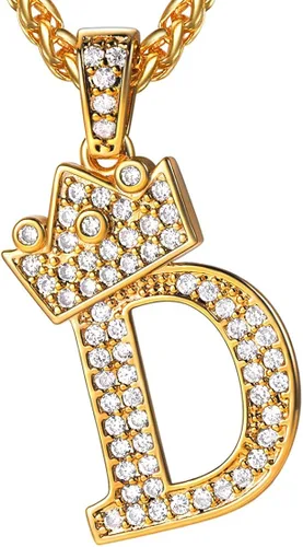 U7 Collar con inicial de la A a la Z, dije de letra helada con cadena de 22 a 24 pulgadas, para hombres y mujeres, con nombre del alfabeto de hip