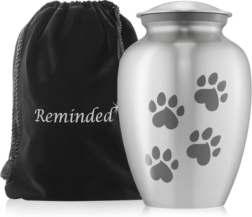 Miniatura 13 de Urna de latón macizo de 9 pulgadas para perros y gatos para cenizas de mascotas, recuerdo de cremación para mascotas de hasta 110 libras, estampado