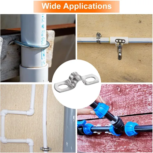 Miniatura 6 de HARFINGTON 10 abrazaderas de conducto de 5/16 pulgadas y 0.315 in, abrazadera de tubo M8 U, correa de tubo rígida de acero inoxidable, soporte