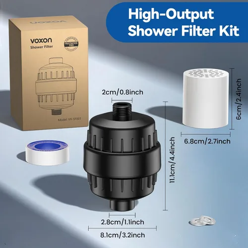 Miniatura 6 de VOXON Filtro de ducha de 36 etapas, revitaliza el cabello y las uñas con agua purificadora, filtro de cabezal de ducha para agua dura, 99% de plomo