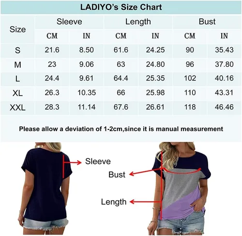 Miniatura 4 de Camiseta casual de verano de manga corta con bloques de color para mujer
