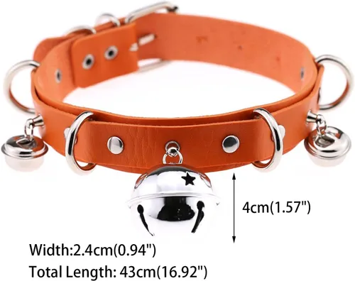 Miniatura 2 de Multicolor PU Simulated Leather Black-tone Silver-tone 4cm Large Bell Rivets Neckband Choker Necklace