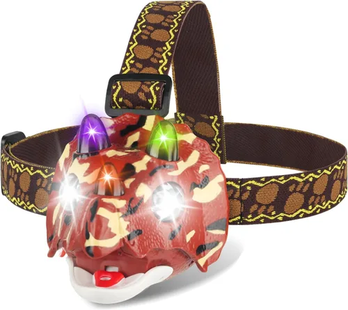 Triceratops - Faro LED de dinosaurio para niños, equipo de camping, artículos esenciales, juguete de dinosaurio, linterna para niños, niñas o