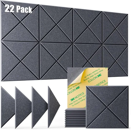 Miniatura 41 de Paquete de 22 paneles acústicos autoadhesivos, 12"X 12"X 0.4" paneles de espuma insonorizante, paneles de pared insonorizados de alta densidad