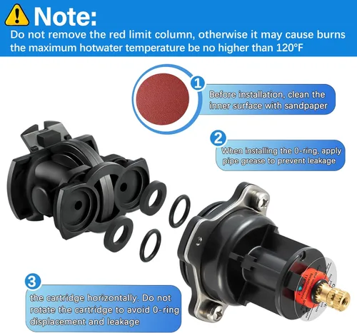 Miniatura 3 de GP876851 Kit de tapa mezcladora y cartucho de equilibrio de presión, compatible con las plataformas Kohler K-304 y K-11748, kit de reparación