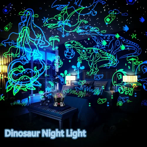 Miniatura 7 de MOKOQI Proyector de luz nocturna de dinosaurio para niños, juguetes para habitación de niños, rotación de 360 grados con luz de proyección