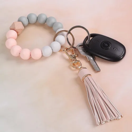 Miniatura 4 de YUOROS Llaveros para mujer, con cuentas de silicona, llavero de automóvil, pulsera